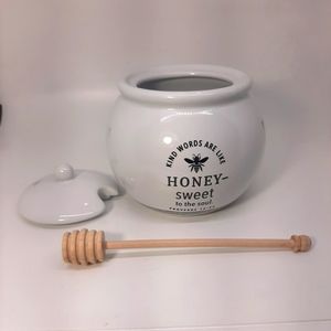 NWOT DaySpring Proverbs Honey  Pot Jar With Lid and Wooden Honey Dipper